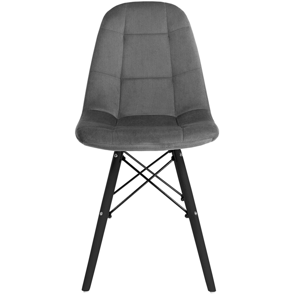 Krzesło skandynawskie tapicerowane szare nowoczesne welurowe pikowane