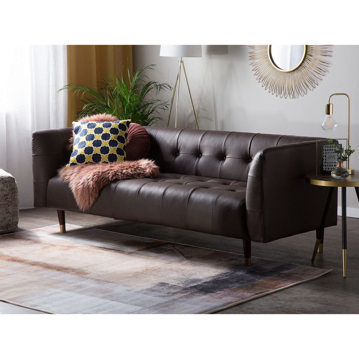 Sofa 3-osobowa skórzana brązowa BYSKE