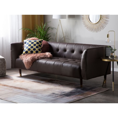 Sofa 3-osobowa skórzana brązowa BYSKE