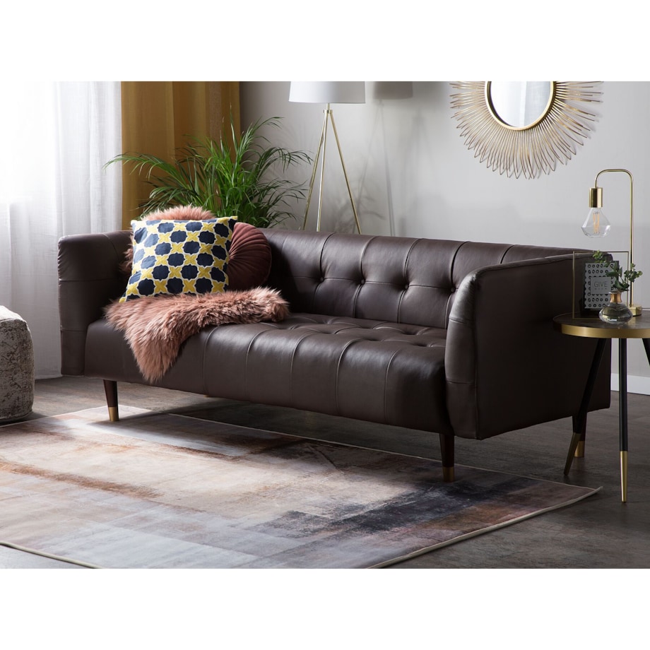 Sofa 3-osobowa skórzana brązowa BYSKE