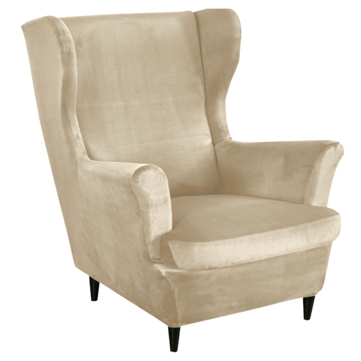 POKROWIEC NA FOTEL USZAK BEŻ KASZMIROWY WELUR ELASTYCZNY [30W-BKA]