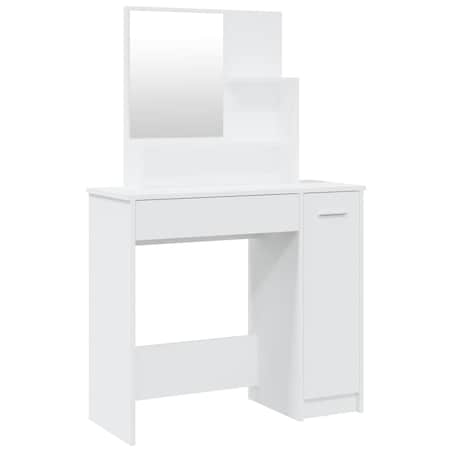 vidaXL Toaletka z lustrem, biała, 86,5x35x136 cm