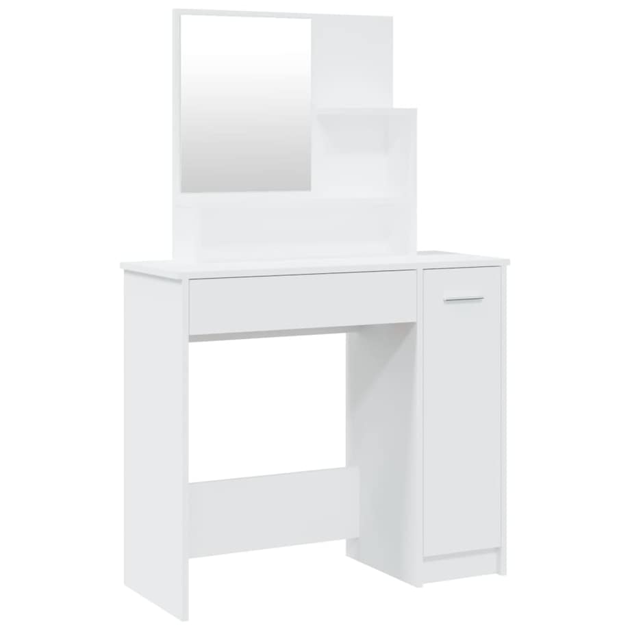 vidaXL Toaletka z lustrem, biała, 86,5x35x136 cm