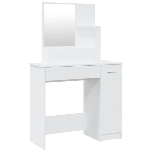 vidaXL Toaletka z lustrem, biała, 86,5x35x136 cm