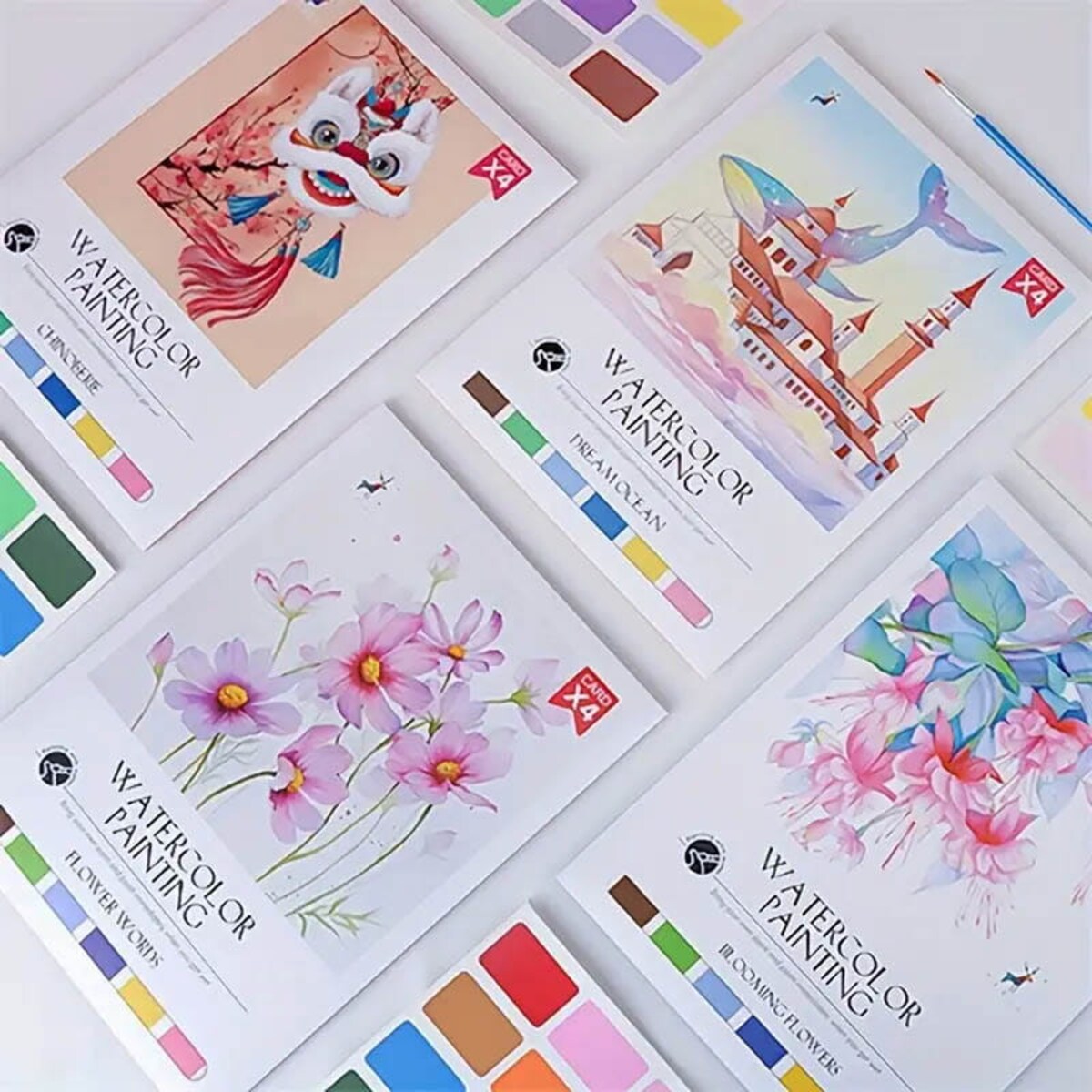 Malowanie akwarelą - Kwitnące kwiaty - 4 elementy