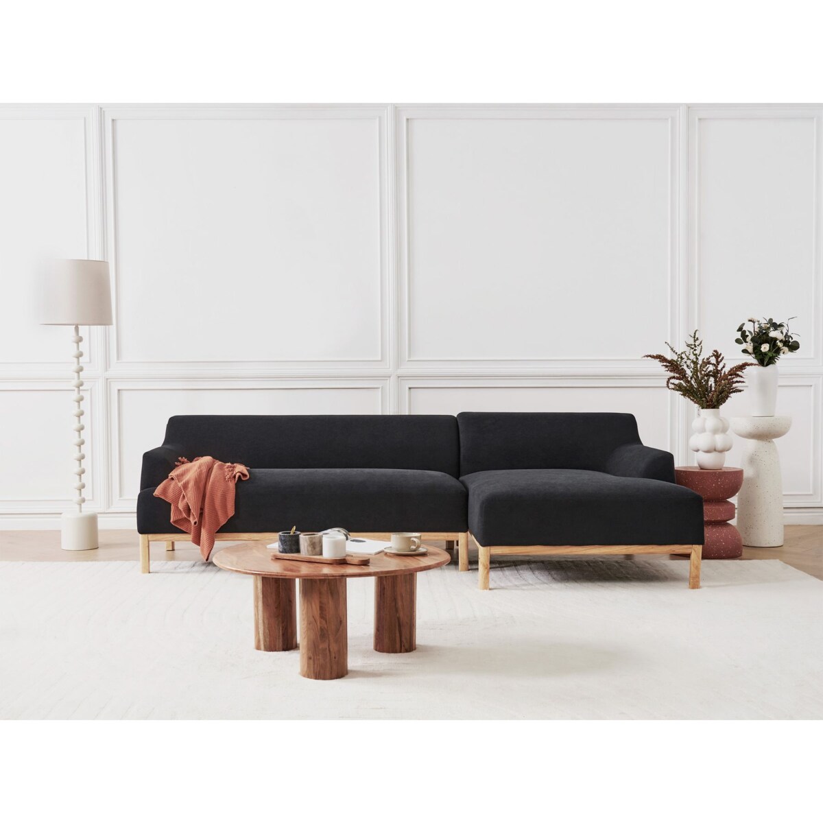 Sofa narożna lewostronna SOSJO Czarny