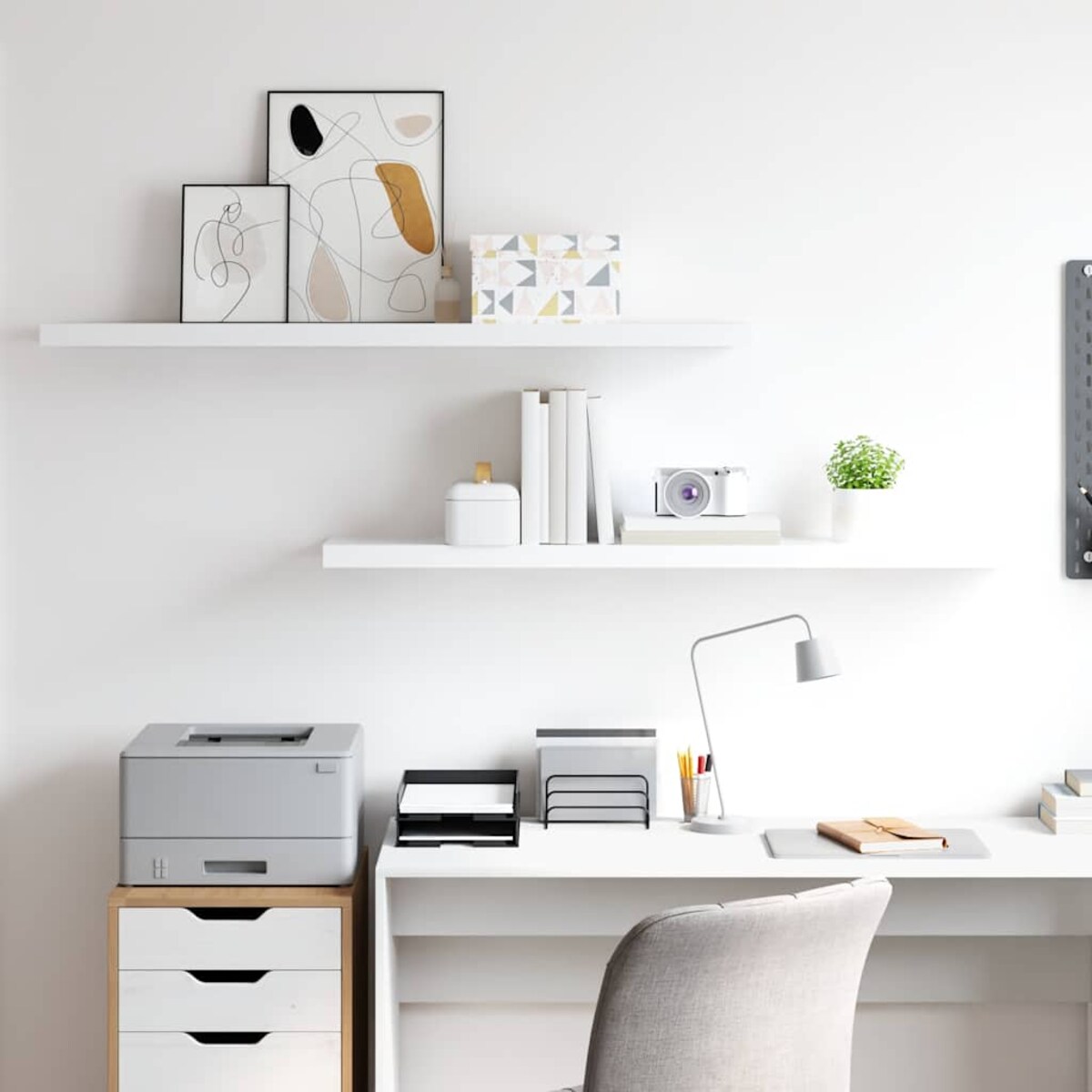 vidaXL Półki ścienne 2 szt., białe, 120x23,5x3,8 cm, MDF