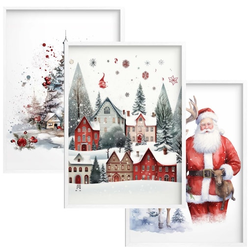 Obrazy Plakaty na Boże Narodzenie Święta na ścianę Mikołaj śnieg zima