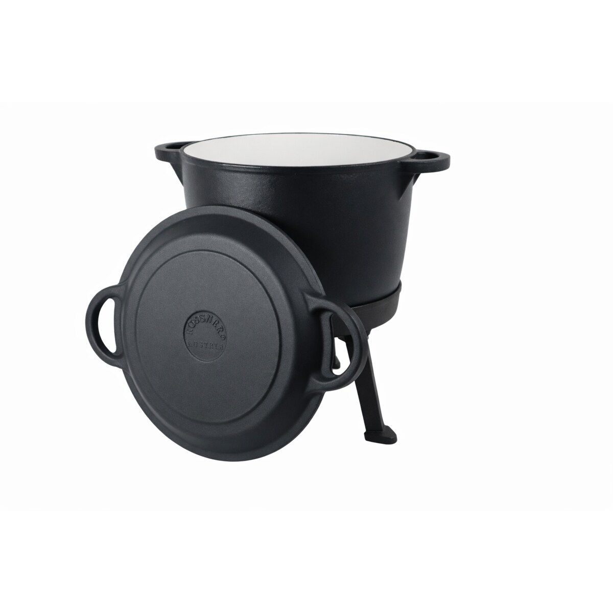 Kociołek żeliwny garnek na ognisko 2w1 emaliowany 12L grill ROSSNER
