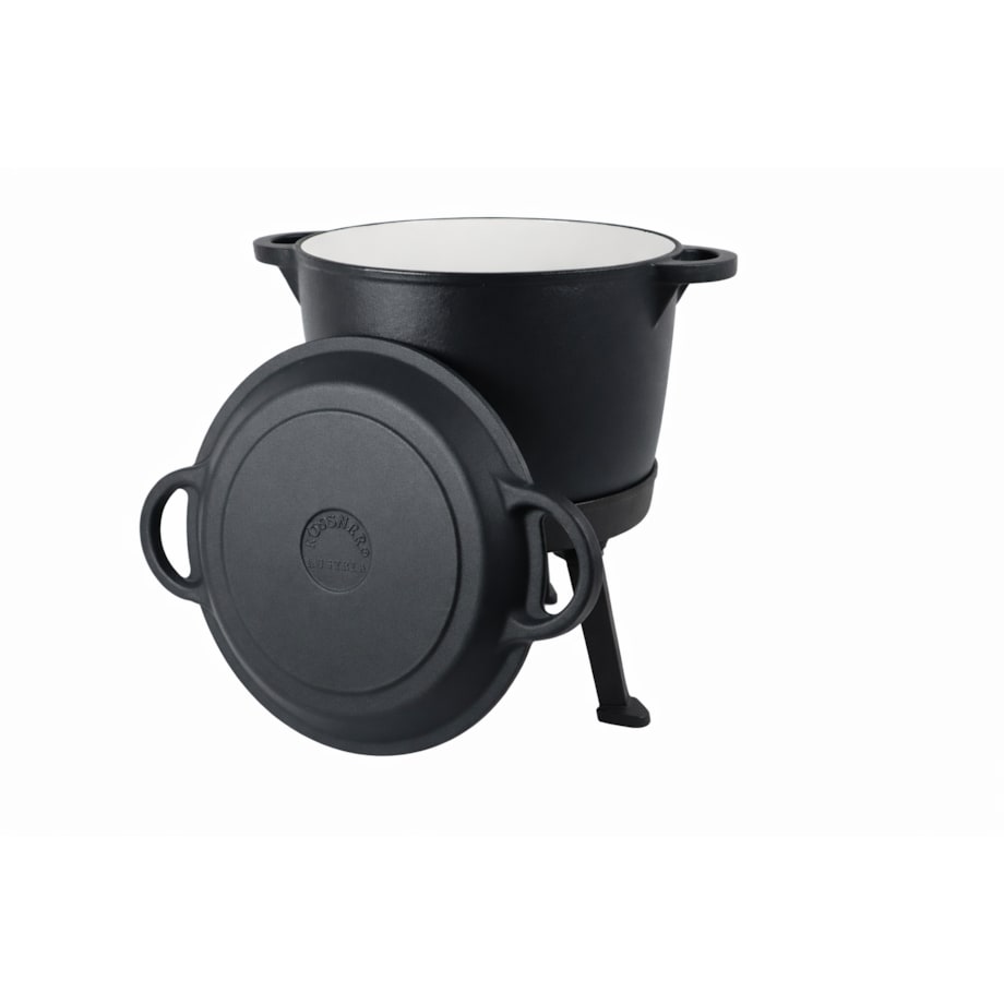 Kociołek żeliwny garnek na ognisko 2w1 emaliowany 12L grill ROSSNER