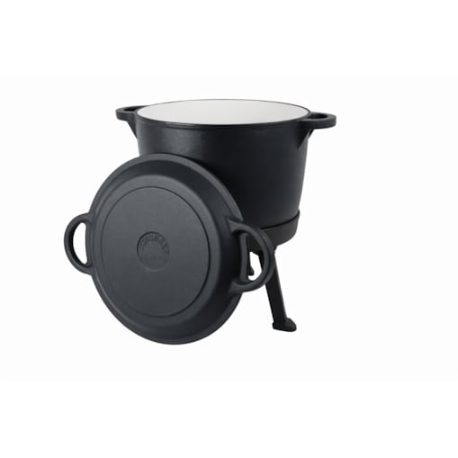 Kociołek żeliwny garnek na ognisko 2w1 emaliowany 12L grill ROSSNER