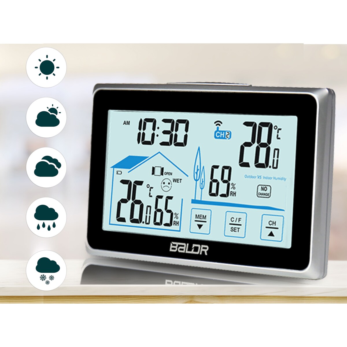 Bezprzewodowa stacja pogodowa pogody higrometr Baldr