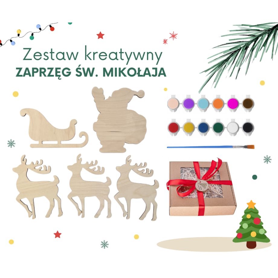 Zestaw kreatywny ZAPRZĘG św. MIKOŁAJA ozdobne pudełko PREZENT świąteczny