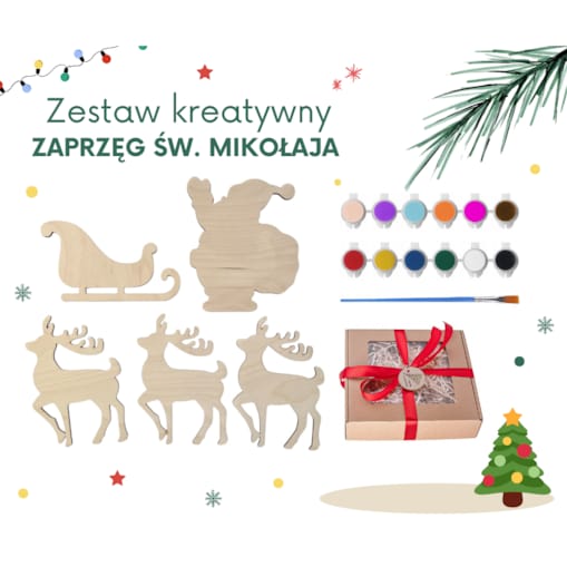 Zestaw kreatywny ZAPRZĘG św. MIKOŁAJA ozdobne pudełko PREZENT świąteczny