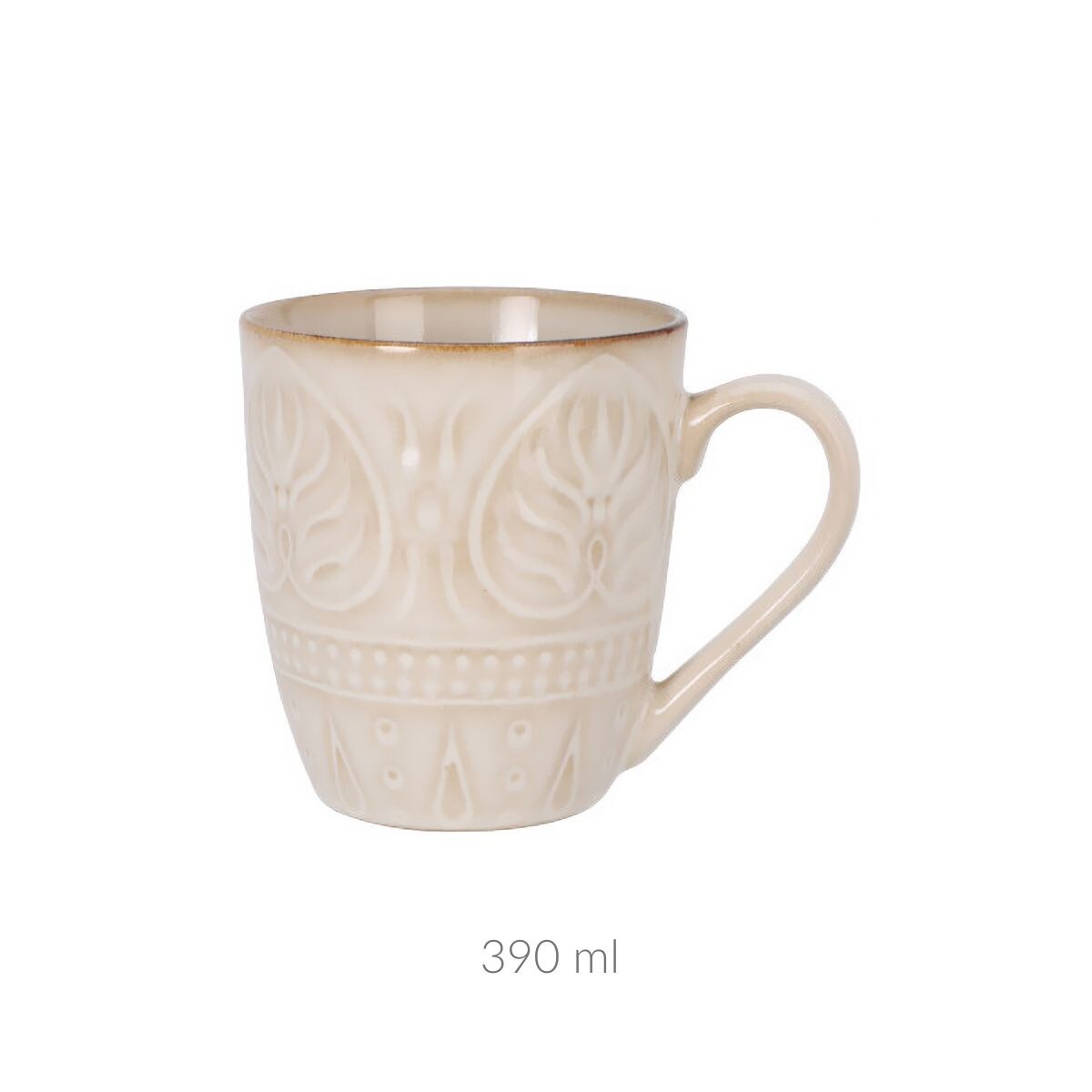 Ceramiczny kubek ze żłobionym wzorem, 390 ml
