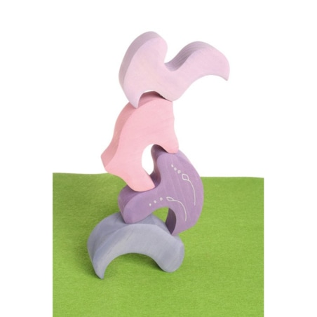 Kształt Domek - drewniane klocki Grimm's koralowe 1+