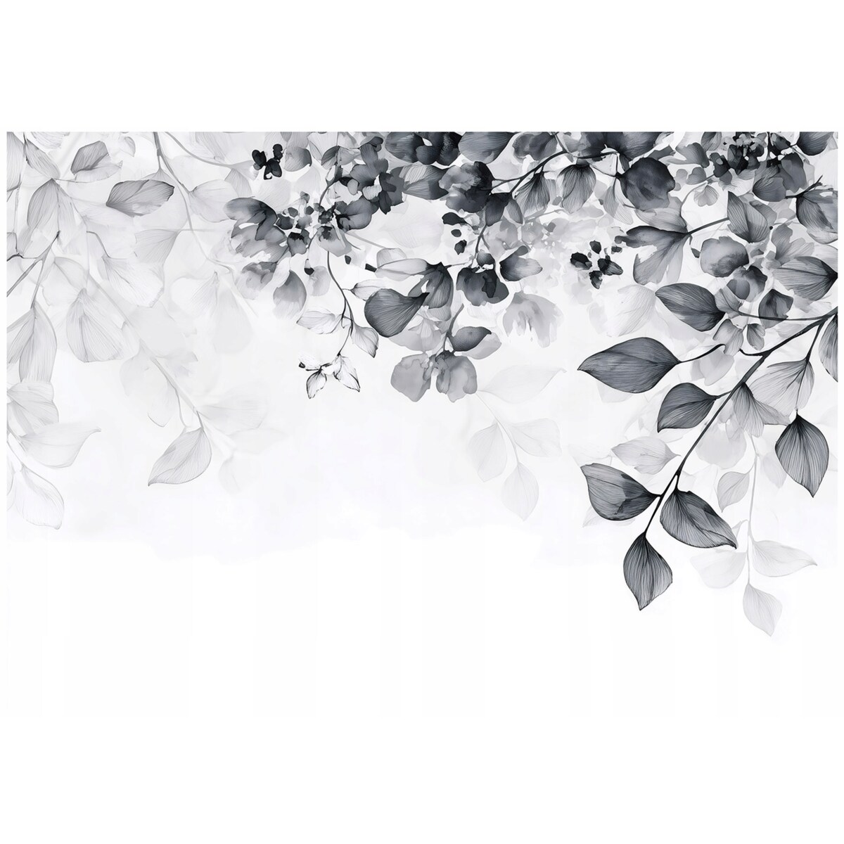 Fototapeta Do Sypialni Salonu Na Flizelinie Liście Abstrakcja Szary 250x175