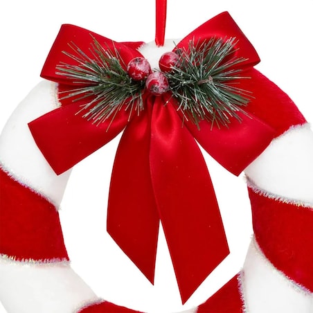 Zawieszka świąteczna, aksamitna, biało-czerwona Ø 23,5 cm