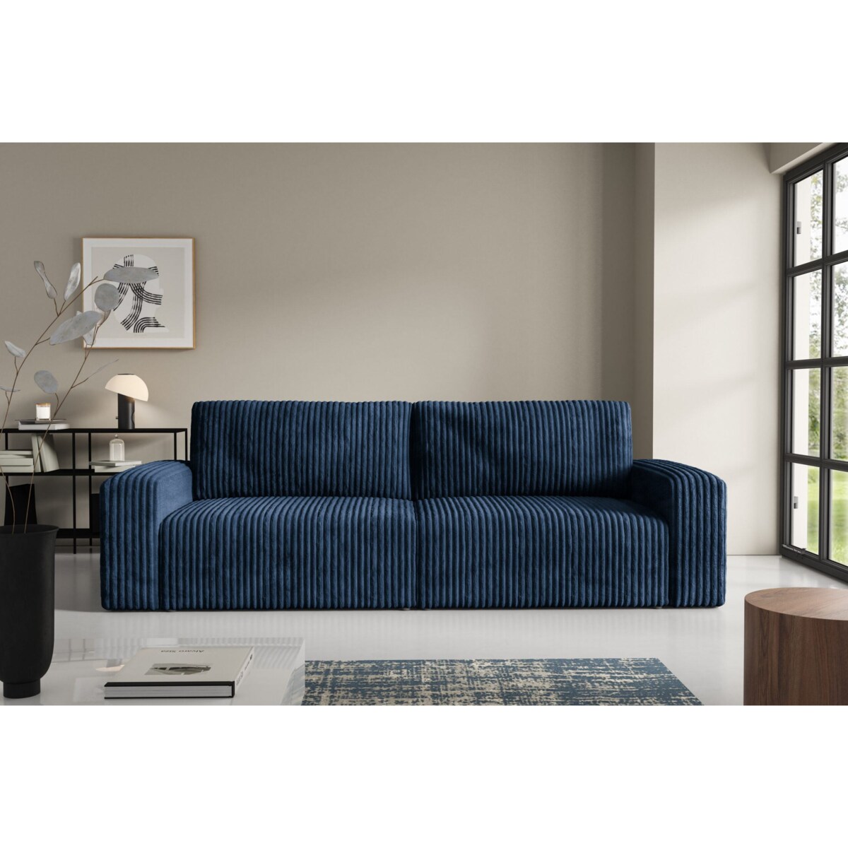 Sofa FANO z bokami funkcja spania sztruks Kolor: TILIA 77