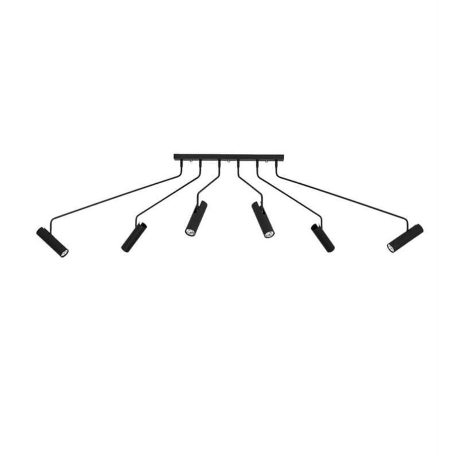 Lampa sufitowa 6-punktowa Ramus na wysięgnikach czarna