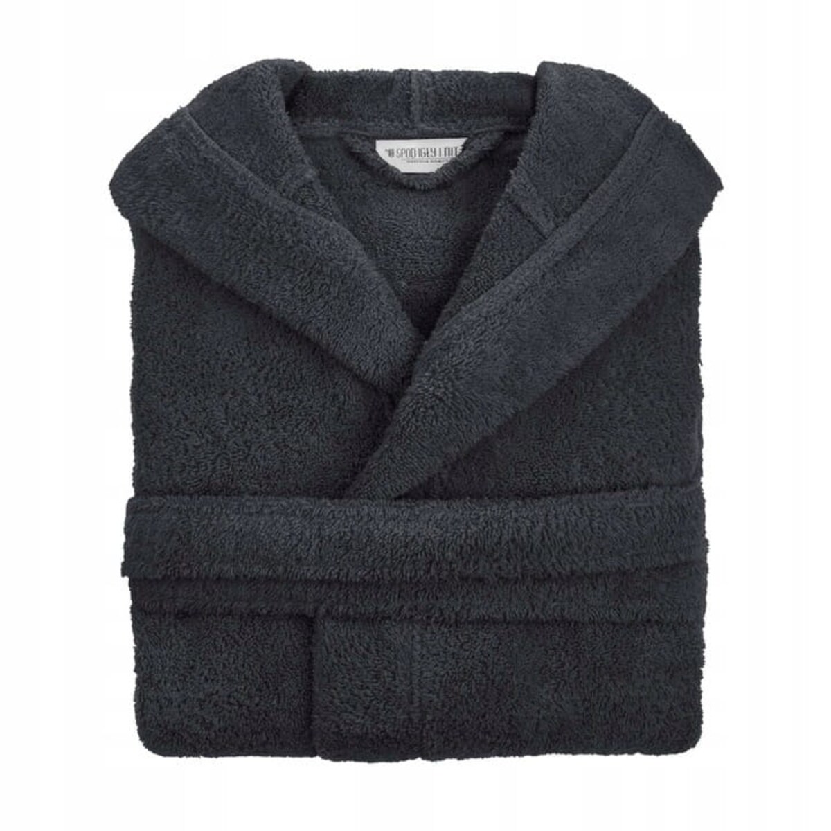 Gruby męski Szlafrok z Bawełny Kaptur Grafit L/XL Wiązany Kapielowy miękki