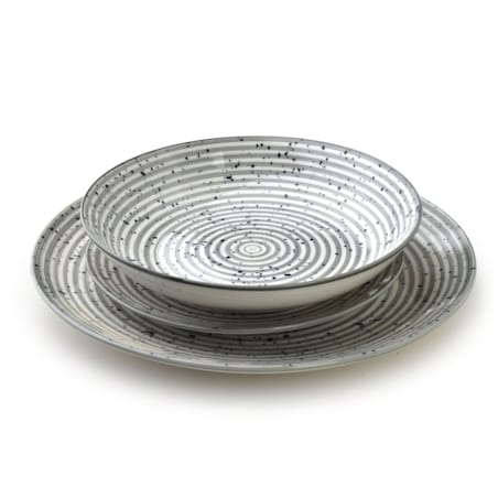 STRIPES GREY Komplet obiadowy 18cz.27/19/20cm miska 550ml