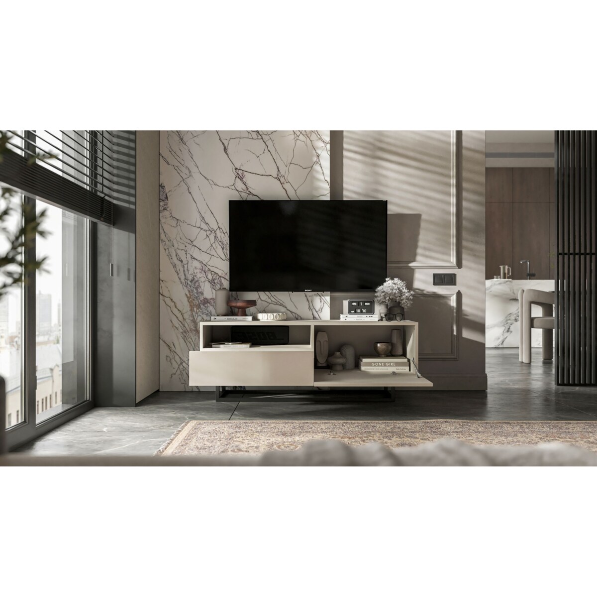 Szafka RTV Loft Industrialna Komoda RTV Szuflada Kaszmir Mat 120 cm