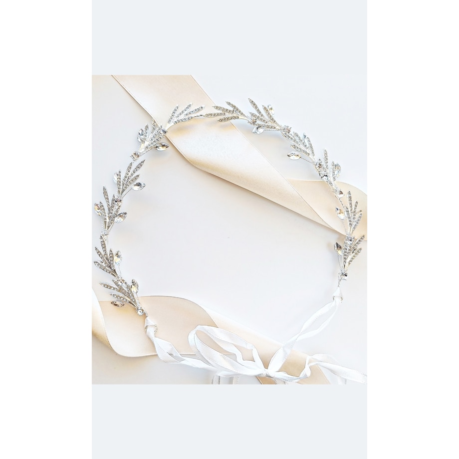 Efektowna opaska z cyrkoniami na ślub przyjęcie