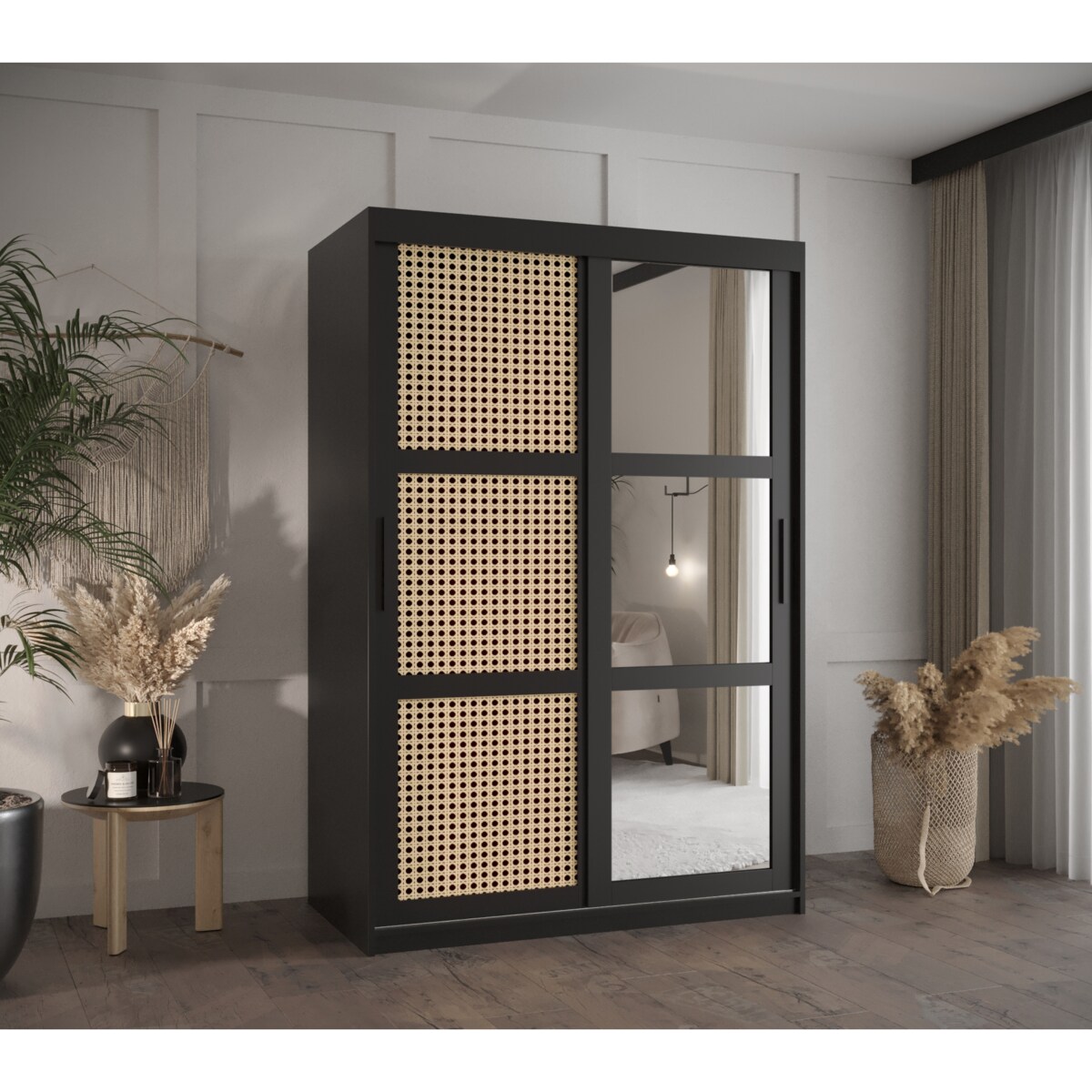 Szafa przesuwna Garderoba PLECIONKA WIEDEŃSKA 2 120 czarny