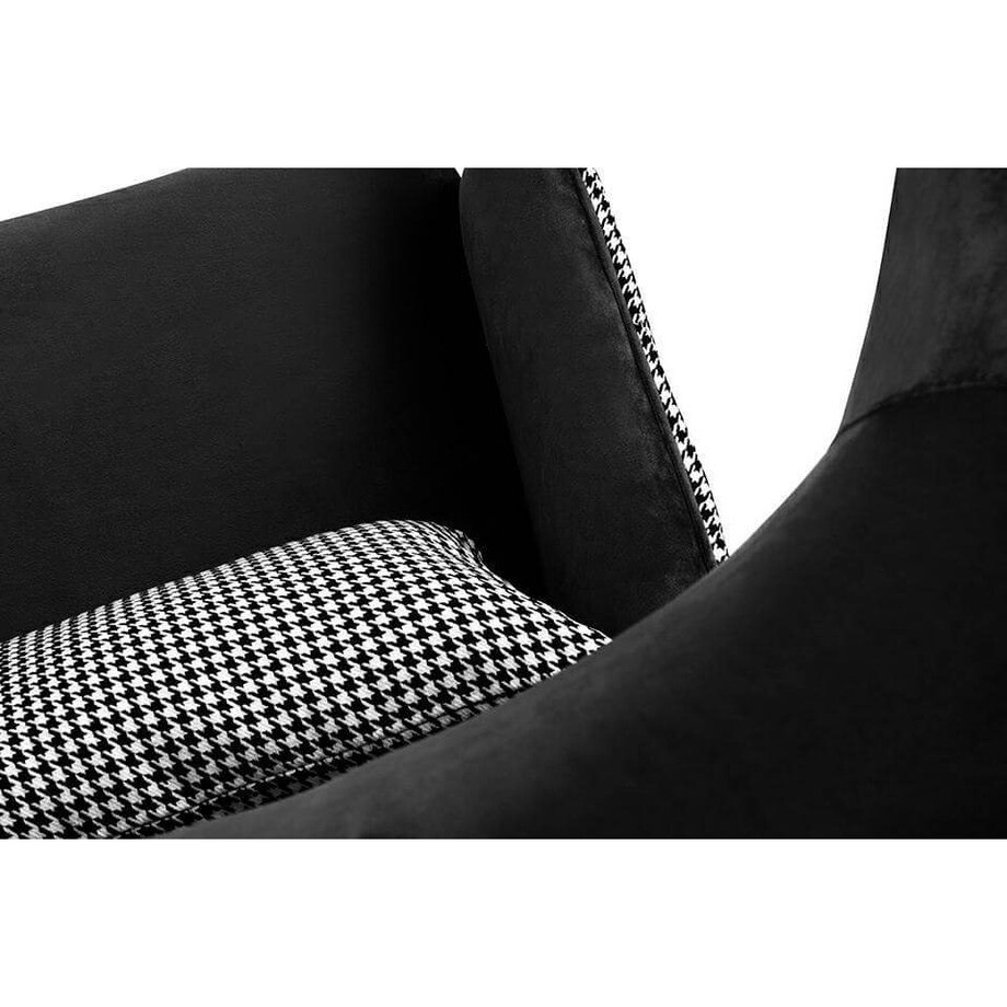 Pokojowy fotel Hampton Velvet tapicerowany czarny pepitka