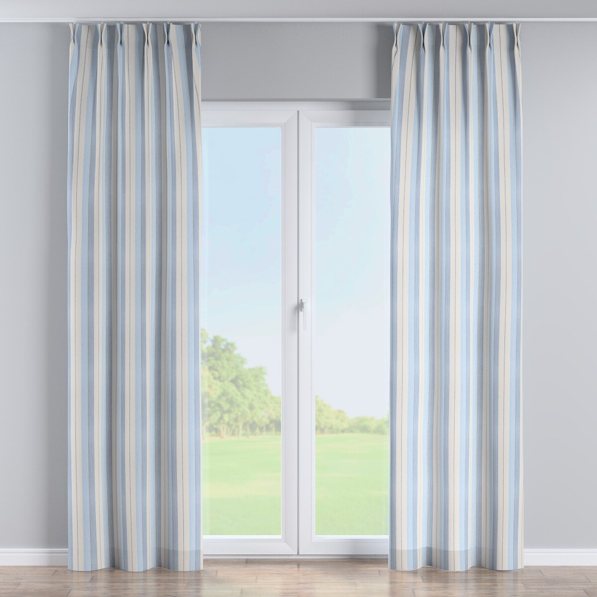 Zasłona na haczykach flex podwójnych 130x245 niebieskie pasy