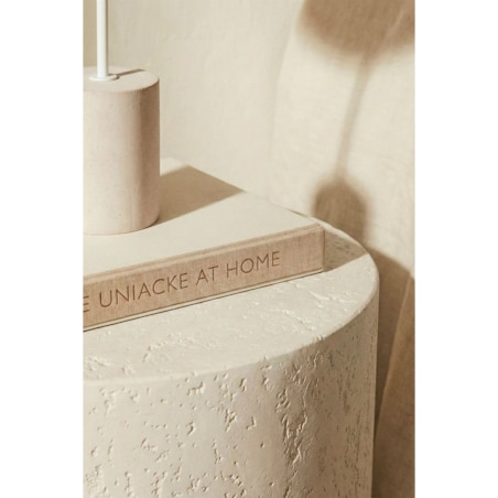 Okrągła szafka nocna, stolik boczny, Ø45 cm z cementu Selara, biały