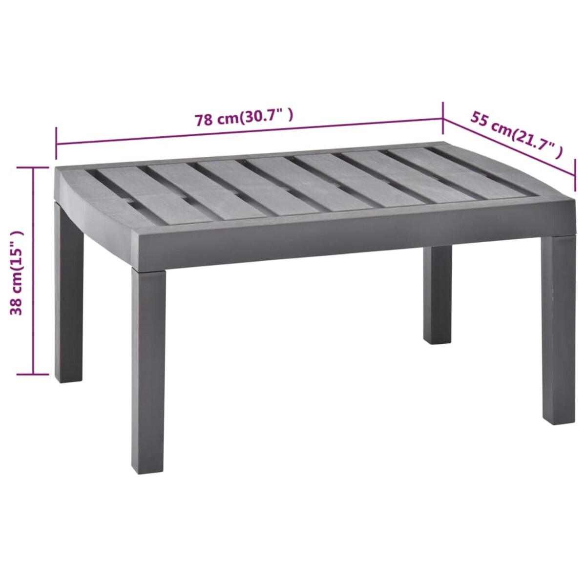 vidaXL Stolik ogrodowy, mokka, 78x55x38 cm, plastik