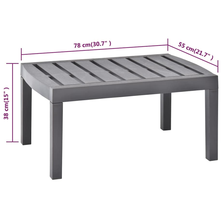 vidaXL Stolik ogrodowy, mokka, 78x55x38 cm, plastik