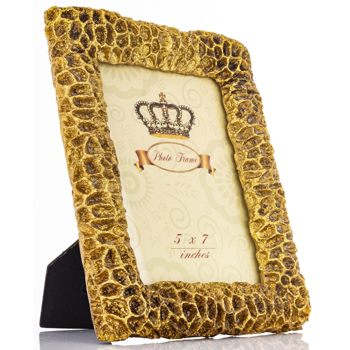 Ramka stojąca z tworzywa sztucznego 24 x19x3-12 cm ze złotym obramowaniem