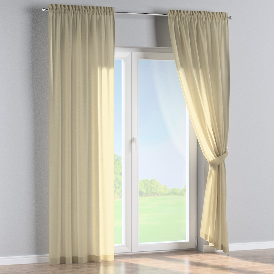 Zasłona na kanale z grzywką 1 szt. 130x245 jasny beż