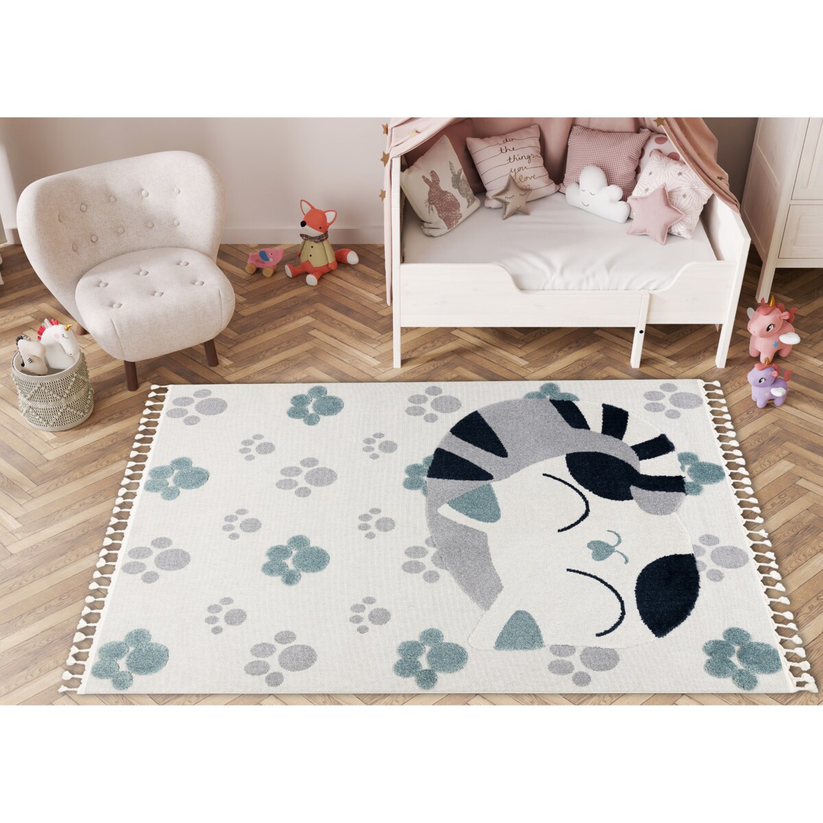 Dywan YOYO GD59 biały / szary - Kotek dla 160x220 cm