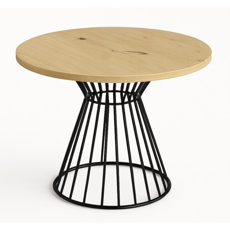 Okrągły stół Reo do salonu z metalową podstawą, blat 75 cm- dąb artisan