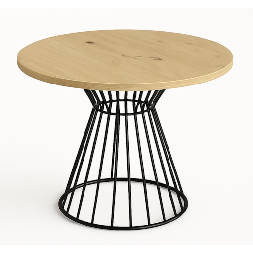 Okrągły stół Reo do salonu z metalową podstawą, blat 75 cm- dąb artisan