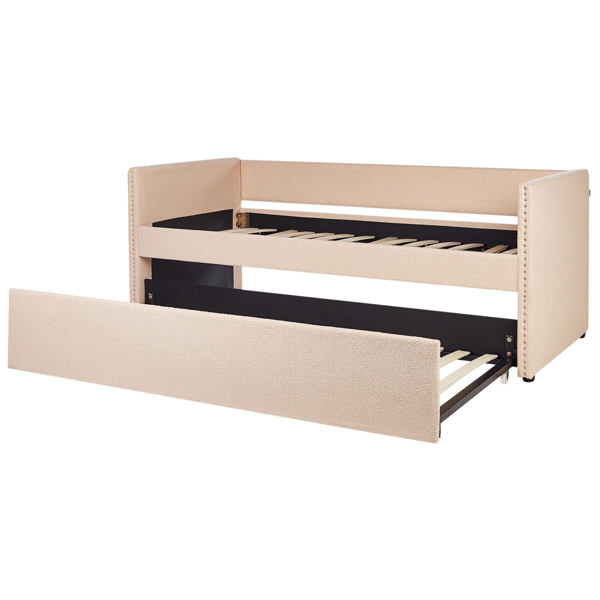 Łóżko wysuwane boucle 90 x 200 cm brzoskwiniowe TROYES