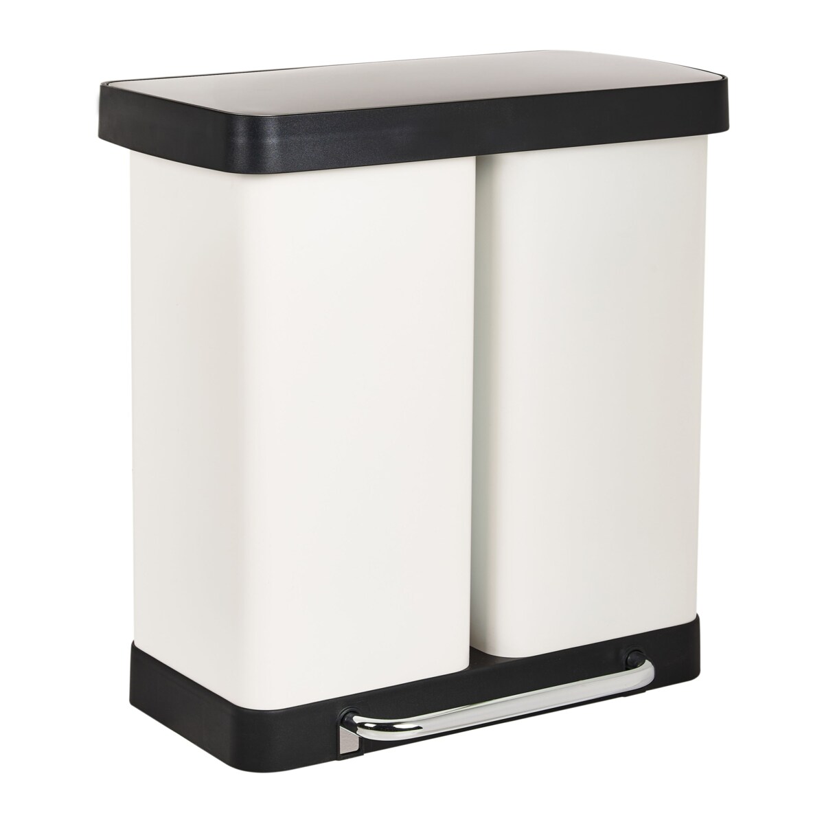Kosz na śmieci z pedałem dwukomorowy 60 L ECOSORT Metal Biały
