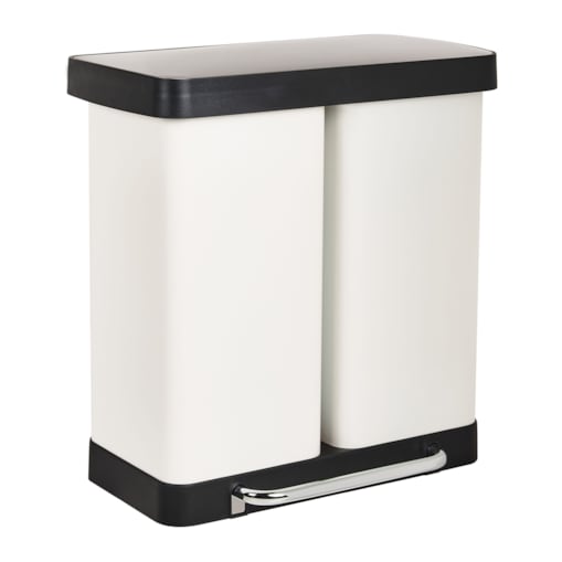 Kosz na śmieci z pedałem dwukomorowy 60 L ECOSORT Metal Biały