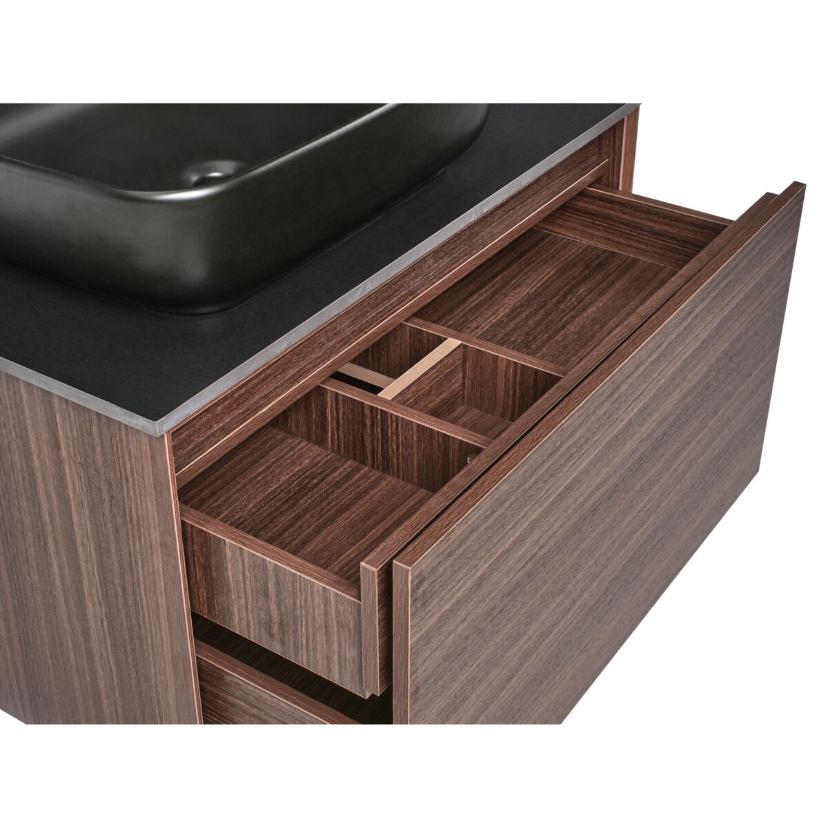 Szafka łazienkowa wisząca z umywalką ARICA 80 cm Ciemnobrązowy