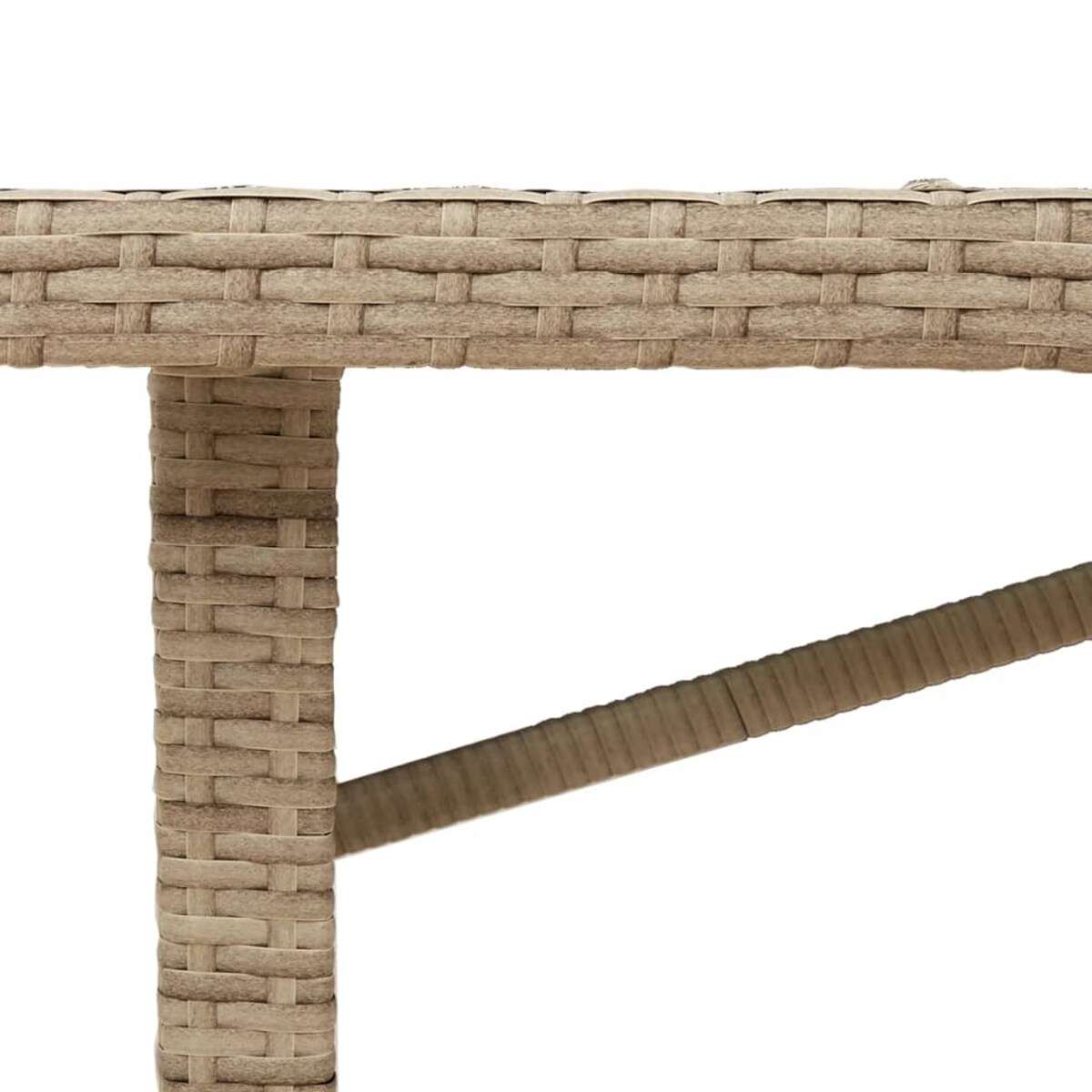 vidaXL Stół ogrodowy ze szklanym blatem, beż, 190x80x75 cm, polirattan