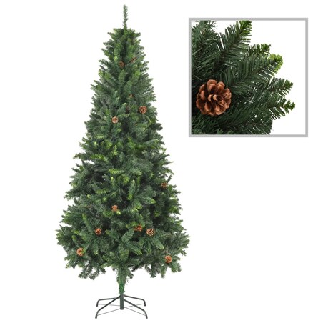 vidaXL Sztuczna choinka z szyszkami, zielona, 210 cm