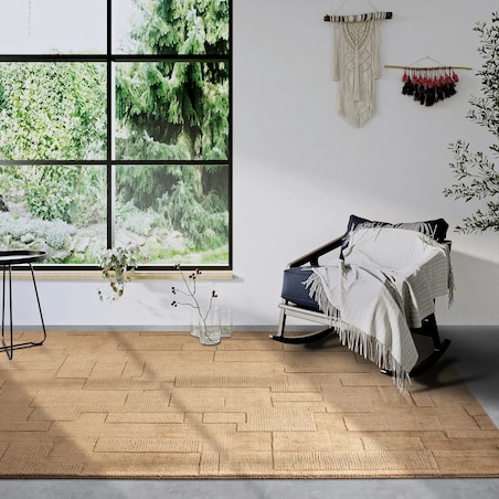 Dywan wełniany do salonu 80x150cm, brązowy nowoczesny wzór 3D