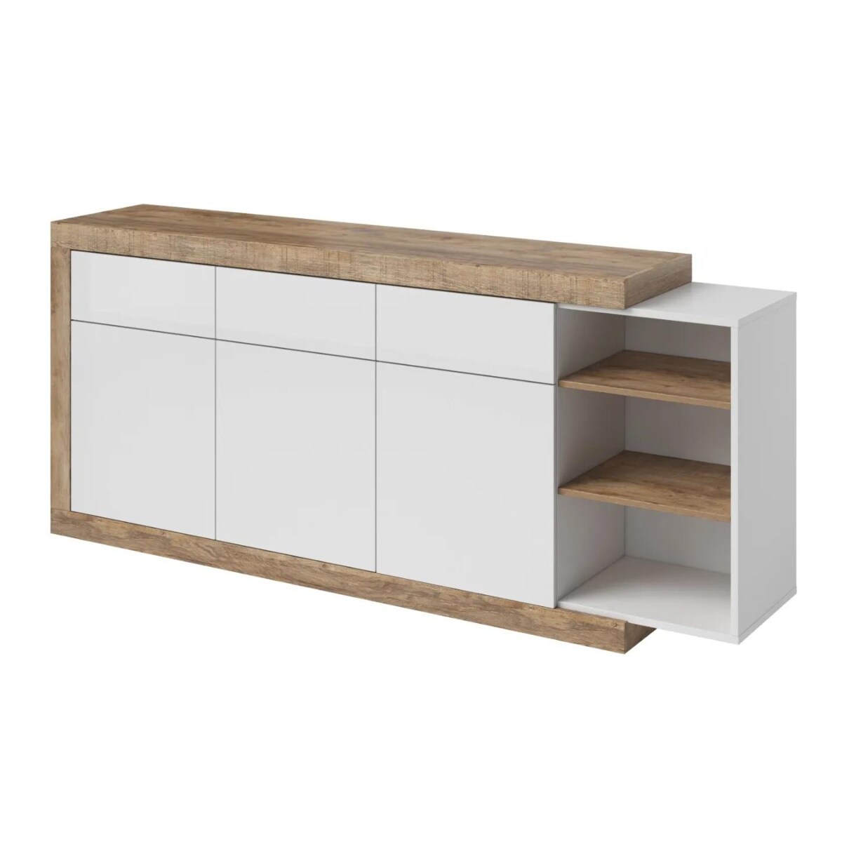 Komoda SINTRA 3D3S 200cm dąb samdal/biały połysk