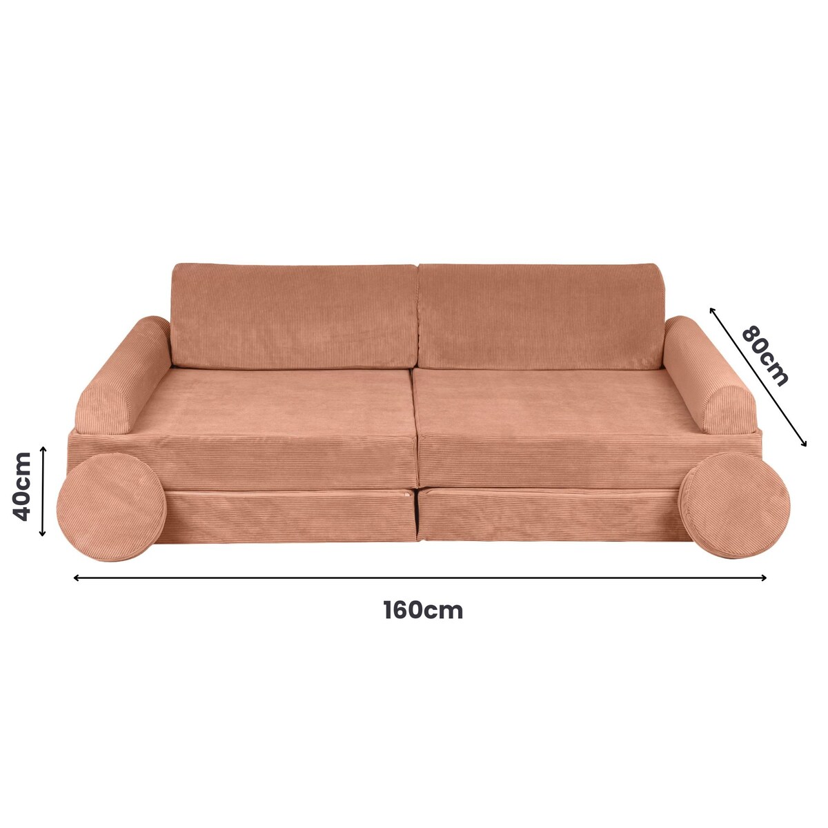 Sofa dla Dzieci Slimcord, Sztruksowa, Ceglana