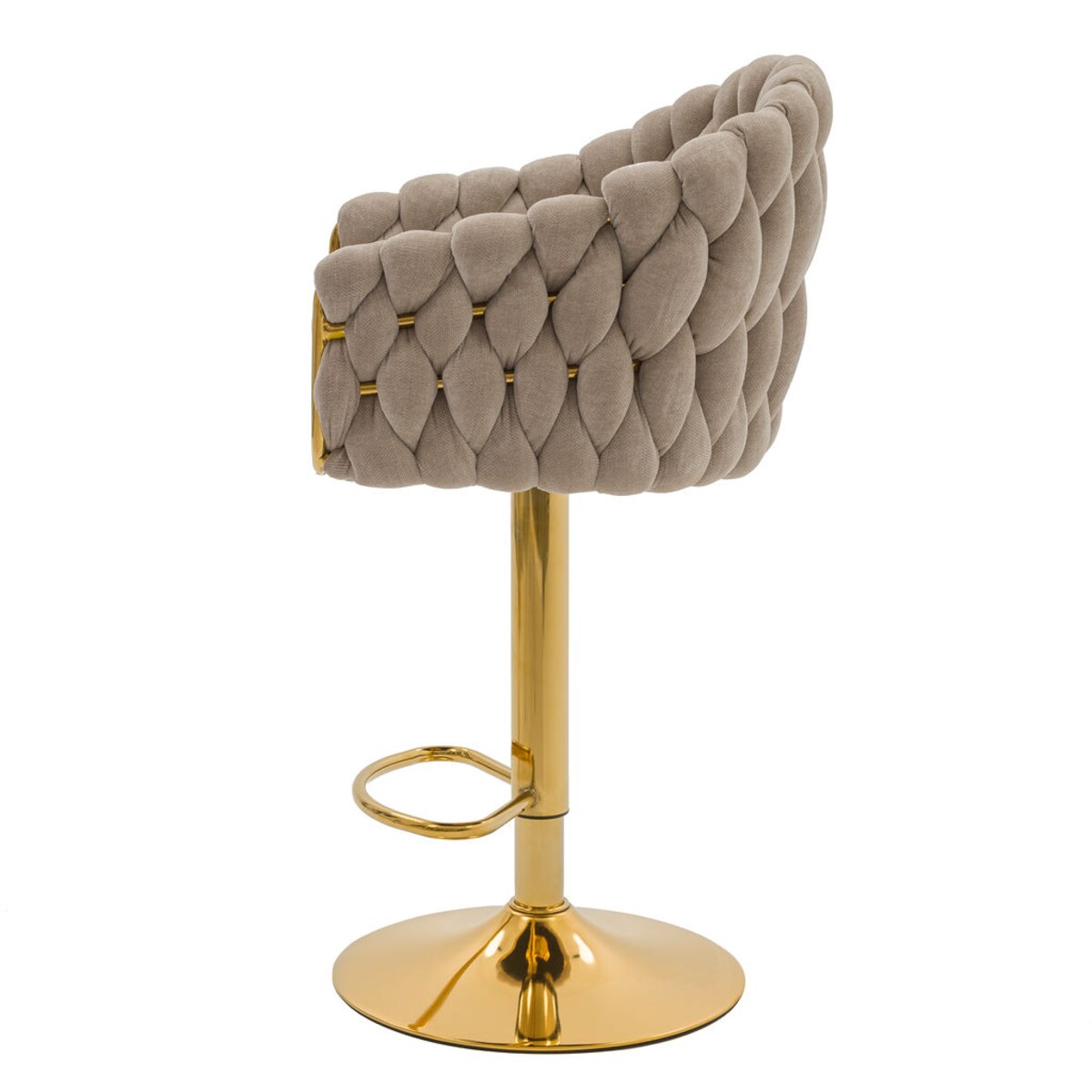 Hoker tapicerowany obrotowy regulowany ROSA PREMIUM beżowy