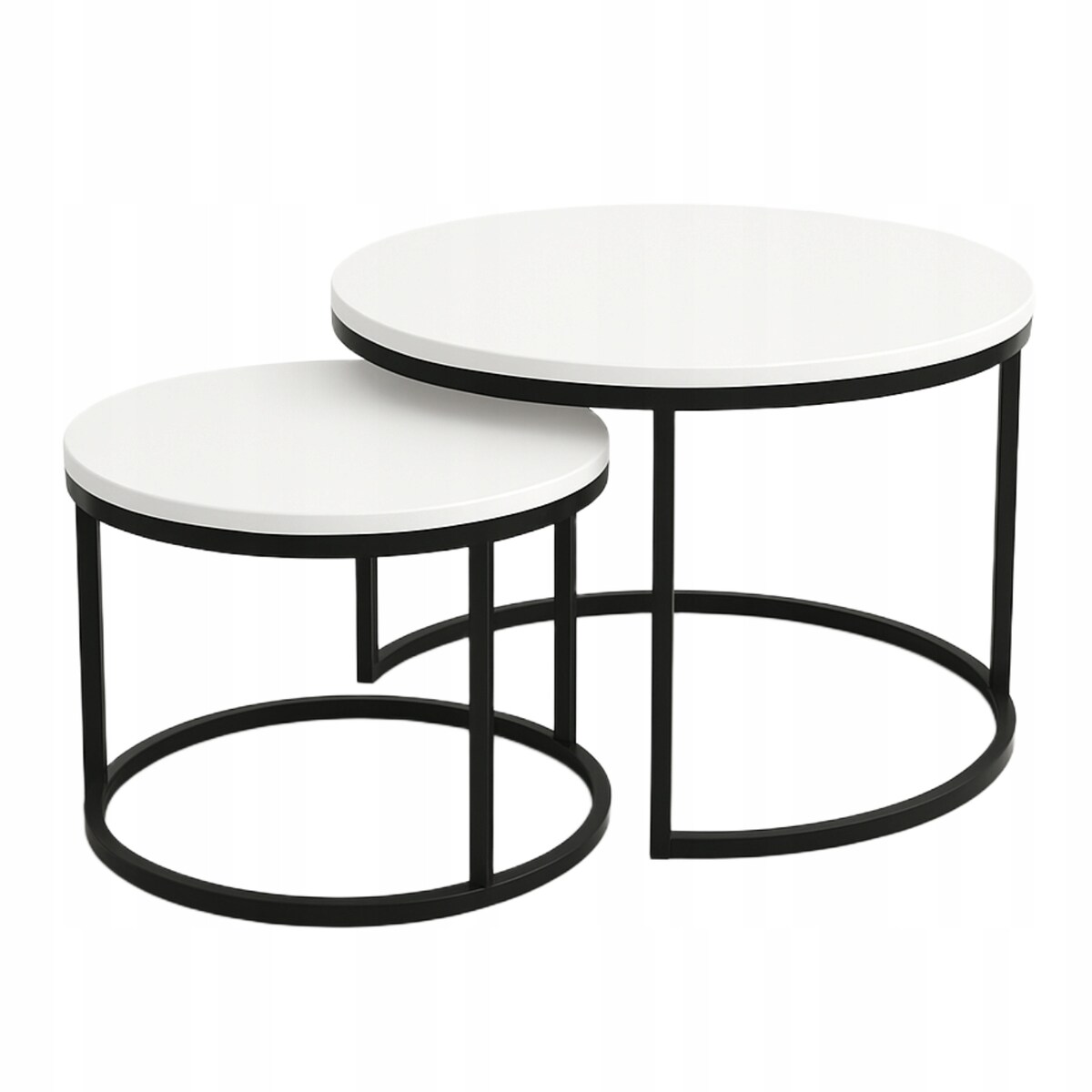 Zestaw 2 Stolików Kawowych Okrągłe LOFTOWE INDUSTRIAL Biały SOFT LOFT SET